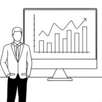 Logistics manager monitoring glossy supply chain data concept as A logistics manager is focused on a series of glossy supply chain data charts displayed on a large screen The back Cleans vector