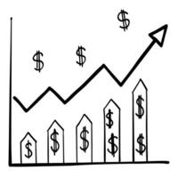 Line graph with floating dollar signs concept as A line graph with dollar signs floating along its upward trend isolated on a white background The visual emphasizes financial grow Cleans Set 2 vector
