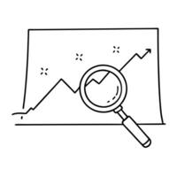 Magnifying glass icon hovering over a line graph concept as A magnifying glass icon suspended above a line graph isolated on a white background This setup creates a feeling of foc Cleans vector