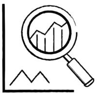 Magnifying glass icon hovering over a line graph concept as A magnifying glass icon suspended above a line graph isolated on a white background This setup creates a feeling of foc Cleans Set 2 vector