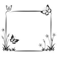 Meadow and Butterflies Border Frame with Copy Space concept as A border frame with a meadow and butterflies fluttering at opposite corners offering generous copy space in the cente Cleans Set 2 vector