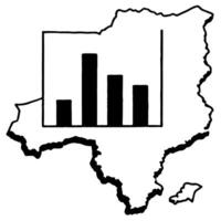 Map icon with a bar chart concept as A map icon with a bar chart overlay isolated on a white background This visual represents geographic data analysis and the comparison of regio Cleans Set 2 vector