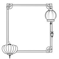 Mooncake and Lantern Border Frame with Copy Space concept as A border frame with a mooncake and lantern placed on opposite corners offering ample copy space in the middle Mid Autu Cleans vector
