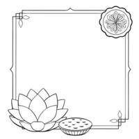 Mooncake and Lotus Border Frame with Copy Space concept as A border frame with a mooncake and lotus flower positioned on opposite sides offering ample copy space in the middle Mid Cleans Set 2 vector