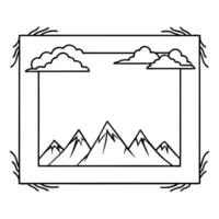 Mountain Peaks and Clouds Border Frame with Copy Space concept as A border frame with mountain peaks and clouds positioned on opposite sides offering ample copy space in the center Cleans Set 2 vector
