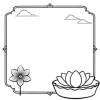 Mooncake and Lotus Border Frame with Copy Space concept as A border frame with a mooncake and lotus flower positioned on opposite sides offering ample copy space in the middle Mid Cleans Set 3 vector