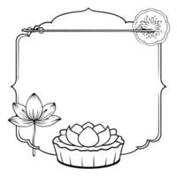 Mooncake and Lotus Border Frame with Copy Space concept as A border frame with a mooncake and lotus flower positioned on opposite sides offering ample copy space in the middle Mid Cleans Set 4 vector