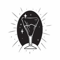 Neon glowing grid forming a champagne flute concept as A neon glowing grid lines up to create the silhouette of a champagne flute against a dark luxurious background The camera gl Cleans vector