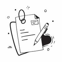 Pen and clipboard border frame with Strategy Development text and copy space concept as A sleek border frame featuring a pen and clipboard at opposite corners with the text Strateg Cleans vector
