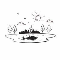 Paddler on Glossy Lake during Autumn concept as A paddler gliding across a glossy lake surrounded by autumn colors with the reflection of the trees on the water creating a vibrant Cleans Set 3 vector