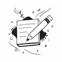 Pencil and notepad border frame with Content Creation text and copy space concept as A dynamic border frame featuring a pencil and notepad at opposite corners with the text Content Cleans vector