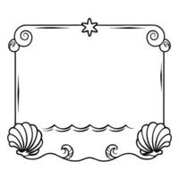 Ocean Waves and Seashells Border Frame with Copy Space concept as A border frame featuring ocean waves and seashells on opposite sides with ample copy space in the middle Eternal Cleans Set 2 vector