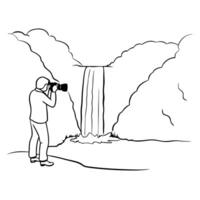 Photographer Capturing Glossy Waterfall in Lush Forest concept as A photographer capturing a glossy waterfall surrounded by lush greenery with light reflecting off the water The s Cleans vector