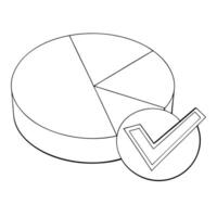 Pie chart with a checkmark concept as A pie chart icon with a checkmark overlay isolated on a white background The elements together represent validated data and successful analys Cleans Set 2 vector