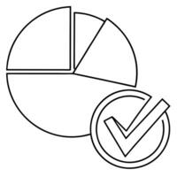 Pie chart with a checkmark concept as A pie chart icon with a checkmark overlay isolated on a white background The elements together represent validated data and successful analys Cleans vector