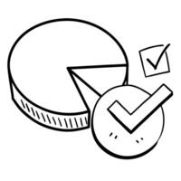 Pie chart with a checkmark floating beside concept as A pie chart with a checkmark floating beside it isolated on a white background The scene symbolizes data validation and succe Cleans Set 2 vector