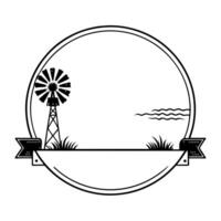 Prairie and Windmill Border Frame with Copy Space concept as A border frame featuring a prairie and windmill on opposite sides with ample copy space in the middle Endless Plains w Cleans vector
