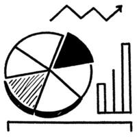 Pie chart with a line graph concept as A pie chart icon combined with a line graph isolated on a white background This design emphasizes segmented data analysis and trend tracking Cleans Set 2 vector