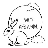 Rabbit and Full Moon with Mid Autumn Festival Text concept as A illustration featuring a rabbit and full moon with Mid Autumn Festival text above isolated on a white backgro Cleans vector