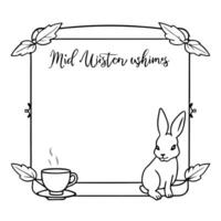 Rabbit and Teacup Border Frame with Copy Space concept as A border frame with a rabbit and teacup on either side offering generous copy space in the middle Mid Autumn Wishes text Cleans Set 2 vector