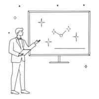 Retail manager reviewing glossy sales performance concept as A retail manager stands before a large screen displaying glossy sales performance metrics The background is sleek and Cleans vector