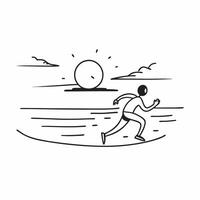 Runner on a Glossy Beach at Sunset concept as A runner sprinting along a glossy beach with the sun setting on the horizon creating a golden glow on the sand The scene captures the Cleans Set 3 vector