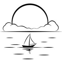 Sailor on Glossy Ocean at Twilight concept as A sailor navigating a glossy ocean at twilight with the last light of the day reflecting off the water The scene captures the calm an Cleans Set 2 vector