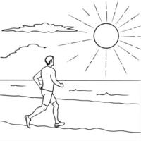 Runner on a Glossy Beach at Sunset concept as A runner sprinting along a glossy beach with the sun setting on the horizon creating a golden glow on the sand The scene captures the Cleans vector