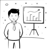 Sales manager analyzing glossy sales data concept as A sales manager stands before a large glossy sales dashboard analyzing key performance indicators The background is clean and Cleans vector
