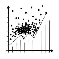 Scatter plot with floating data points concept as A scatter plot with data points floating slightly above the axes isolated on a white background The design emphasizes detailed da Cleans vector