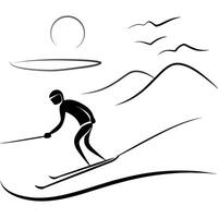 Skier on Glossy Snow Covered Slope at Dusk concept as A skier descending a glossy snow covered slope at dusk with the fading light creating a serene and beautiful scene The glossy Cleans Set 2 vector