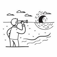 Sailor on Glossy Ocean at Twilight concept as A sailor navigating a glossy ocean at twilight with the last light of the day reflecting off the water The scene captures the calm an Cleans Set 3 vector