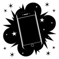Smartphone on Holographic Background with Moon and Stars concept as A smartphone lies on a holographic background with glowing moons and stars surrounding it representing Mid Autum Cleans Set 2 vector