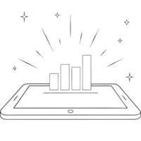 Smartphone with holographic dashboard and progress bar concept as A smartphone on a clean white surface displaying a holographic dashboard with a floating progress bar The scene i Cleans vector