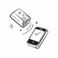 Smartphone with floating holographic shot glass isolated on white with ample copy space concept as A smartphone lies on a white surface with a holographic shot glass icon floating Cleans vector