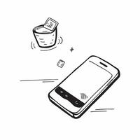 Smartphone with holographic whiskey glass floating above isolated on white with copy space concept as A smartphone lies on a white surface with a holographic whiskey glass icon flo Cleans vector