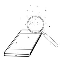Smartphone with holographic scatter plot and magnifying glass concept as A smartphone on a white surface displaying a holographic scatter plot with a floating magnifying glass The Cleans vector