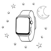 Smartwatch with Holographic Moon and Stars concept as A smartwatch on a glossy white surface with holographic moons and stars floating above it symbolizing the Mid Autumn Festival Cleans Set 2 vector