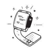 Smartwatch with holographic health metrics copy space below concept as A top down shot of a smartwatch displaying holographic health metrics above its screen The glossy design shi Cleans vector