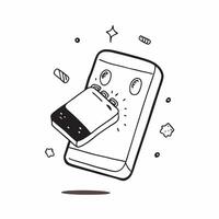 Smartphone with holographic water bottle floating above isolated with copy space concept as A smartphone is displayed on a white background with a holographic water bottle icon flo Cleans vector