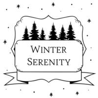 Snowfall and Pine Trees Border Frame with Copy Space concept as A border frame with snowfall and pine trees positioned on opposite sides offering generous copy space in the center Cleans vector
