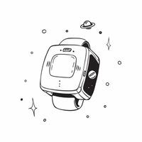 Smartwatch with Holographic Moon and Stars concept as A smartwatch on a glossy white surface with holographic moons and stars floating above it symbolizing the Mid Autumn Festival Cleans Set 3 vector