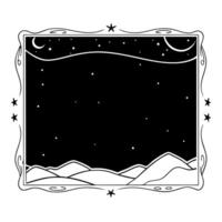 Starry Sky and Desert Border Frame with Copy Space concept as A border frame with a starry sky and desert landscape at opposite ends offering generous copy space in the center End Cleans Set 3 vector