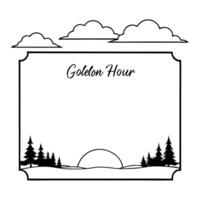 Sunset and Silhouetted Trees Border Frame with Copy Space concept as A border frame with a sunset and silhouetted trees on either side offering generous copy space in the center G Cleans Set 2 vector
