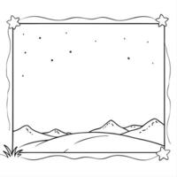 Starry Sky and Desert Border Frame with Copy Space concept as A border frame with a starry sky and desert landscape at opposite ends offering generous copy space in the center End Cleans Set 2 vector