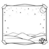 Starry Sky and Desert Border Frame with Copy Space concept as A border frame with a starry sky and desert landscape at opposite ends offering generous copy space in the center End Cleans Set 5 vector