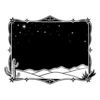 Starry Sky and Desert Border Frame with Copy Space concept as A border frame with a starry sky and desert landscape at opposite ends offering generous copy space in the center End Cleans Set 4 vector