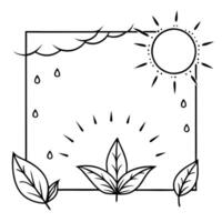 Sunrise and Dew Drops Border with Copy Space concept as A border frame featuring a sunrise and dew drops on leaves at opposite corners with ample copy space in the center Natures Cleans Set 2 vector