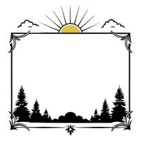 Sunset and Silhouetted Trees Border Frame with Copy Space concept as A border frame with a sunset and silhouetted trees on either side offering generous copy space in the center G Cleans vector