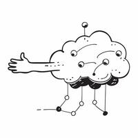 Suspended data cloud with glowing connections on an isolated white background concept as A digital data cloud floating mid air with glowing connections extending from its core all Cleans vector